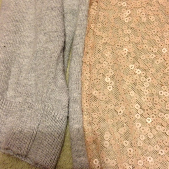 Really cute sequin gray peach sweater top! - Picture 3 of 3