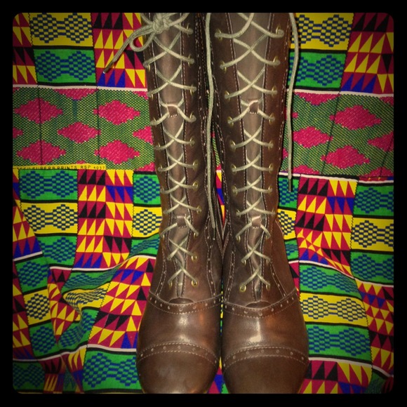 *Bundled* Victorian style tall brown boots