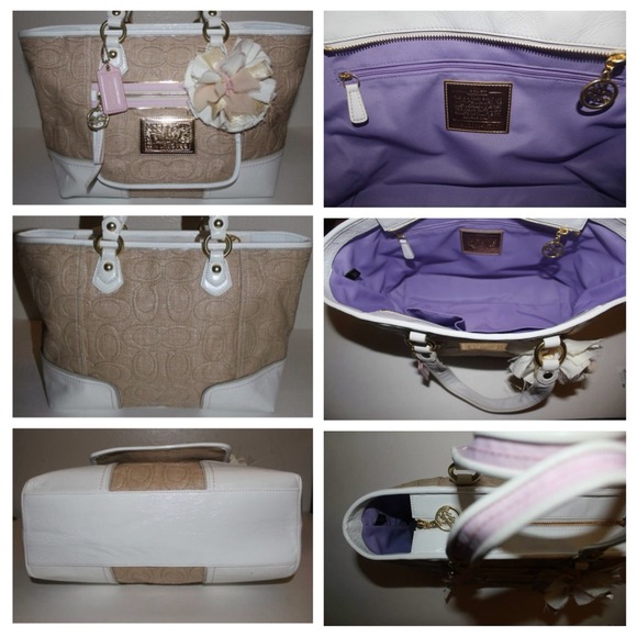 💯% Authentic straw coach poppy tote.