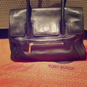 Black soft leather Tory Burch handbag