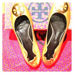 Gold Tory Burch ballet flats