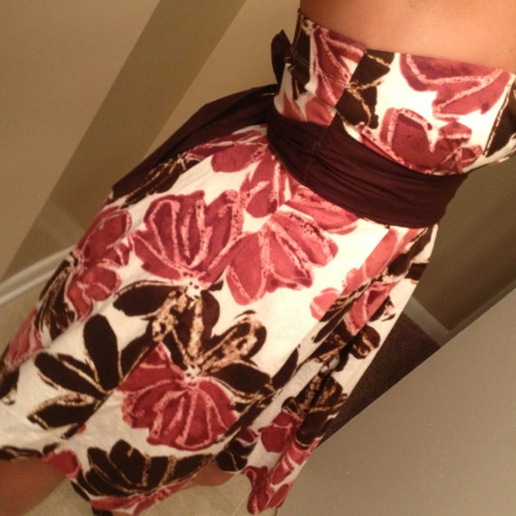 Brown and pink strapless dress - Picture 2 of 2