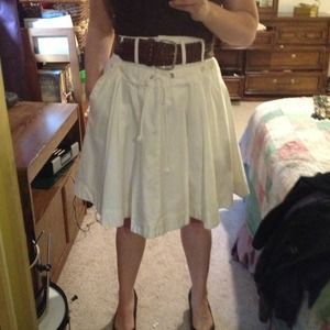 Anthropologie creamish structured circle skirt