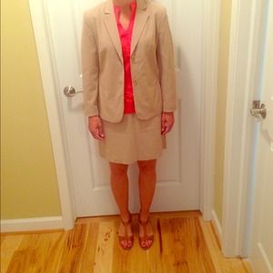 Tan skirt suit from the limited