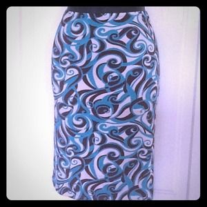 💙Teal & Brown Print Skirt