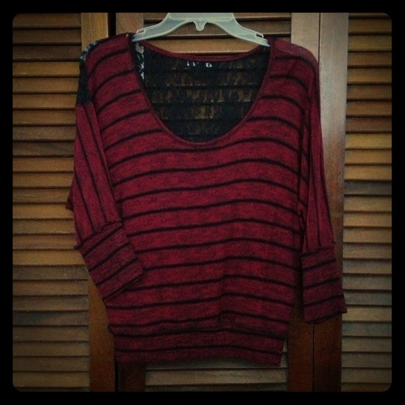 ⛔TRADED⛔Burgundy embroiled top