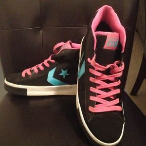 Pink, Blue& Black Converse Sneakers !!!