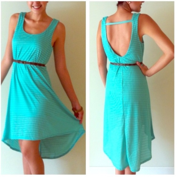 Cute and Trendy Mint Turquoise High Low Dress