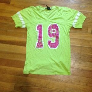 Bright yellow/green #19 football style jersey