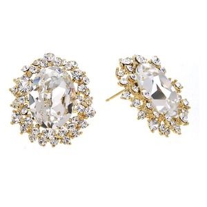 Crystal Oval Floral Earrings (assorted colors)