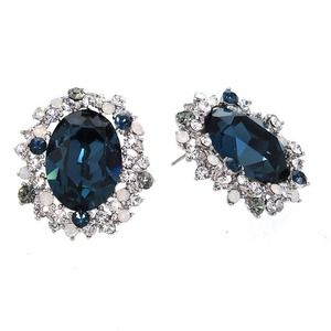 Crystal Oval Floral Earrings
