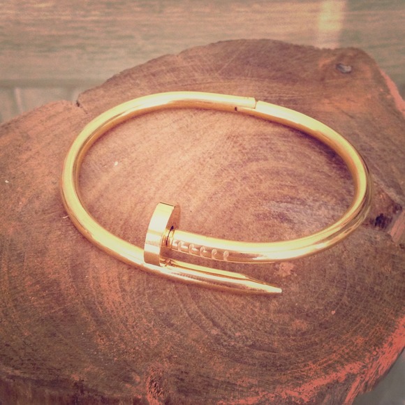 Designer inspired Yellow Gold Nail Bracelet!