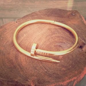 Designer inspired Yellow Gold Nail Bracelet!