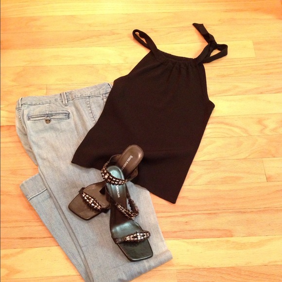 Black deep sleeveless Ann Taylor sexy loft top