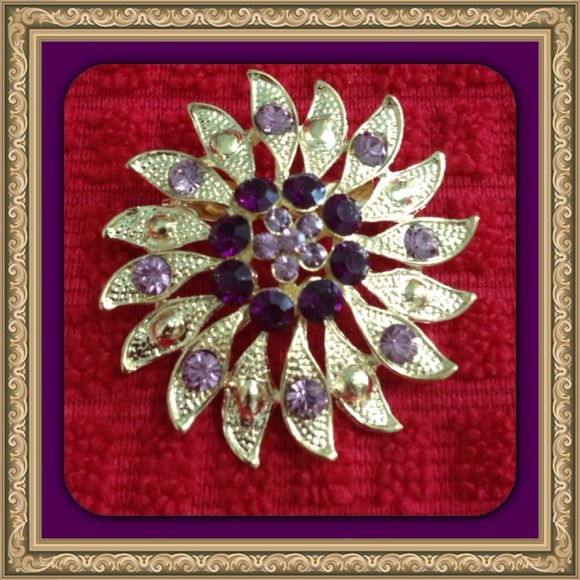 Purple and Gold Flower Broach