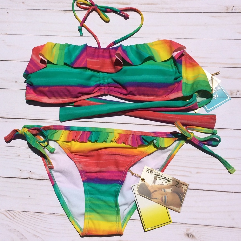 2CHILLIES Rainbow Bandeau Bikini Top - Picture 4 of 9