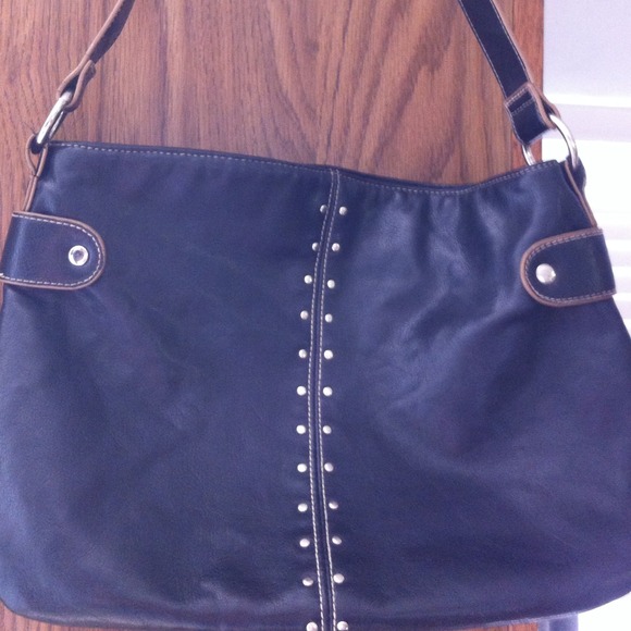 Black hand bag with silver studs