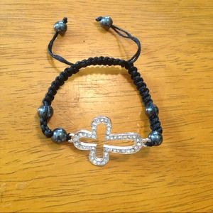 Cross crystal shamballa bracelet