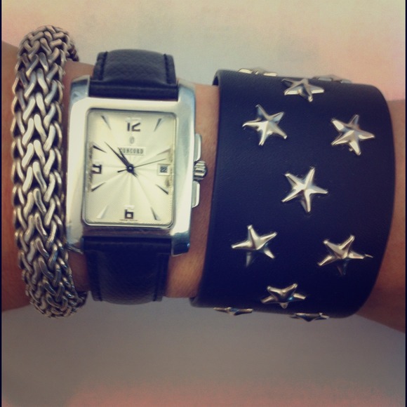 Star Studded Faux Leather Cuff