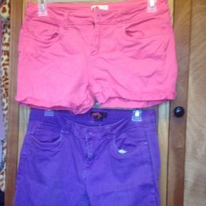 Bright pink and purple rue 21 cut off shorts