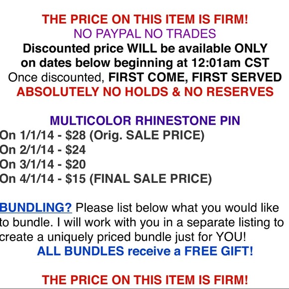 ❌BUNDLED❌ for Peggy Multicolor Rhinestone Pin - Picture 4 of 4