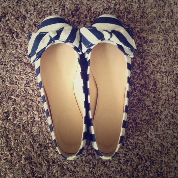 JCrew | navy and white ballet flats