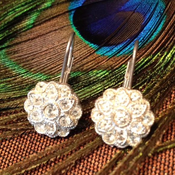 Jewelry - Silver Rhinestone Drop Earrings