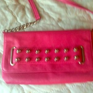 Hot Pink spiked over shoulder purse