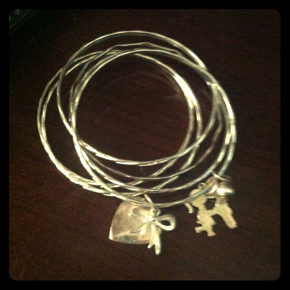 SOLD-Silver charmed bangles