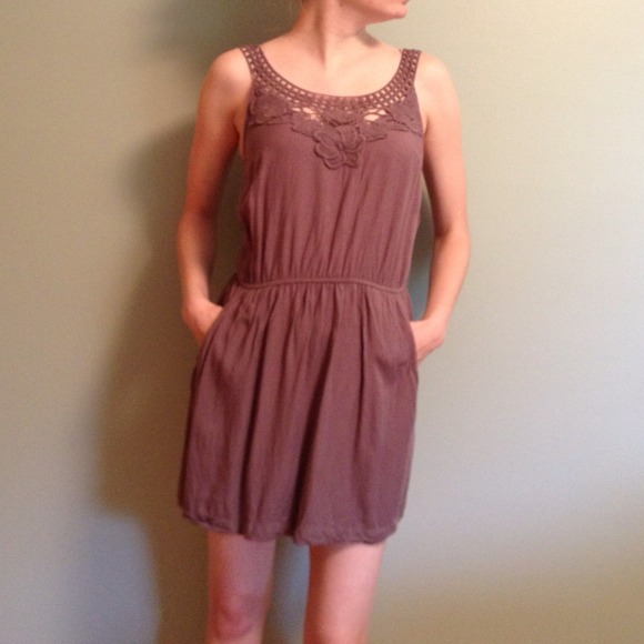Gray crochet beach dress with pockets