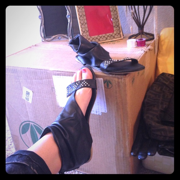Black Leather Sandals w/ Studs👣BRAND NEW👣Reduced