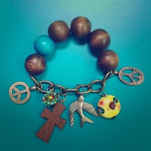 Lucky Brand Wood and Charms Bracelet