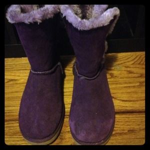 Purple furry boots
