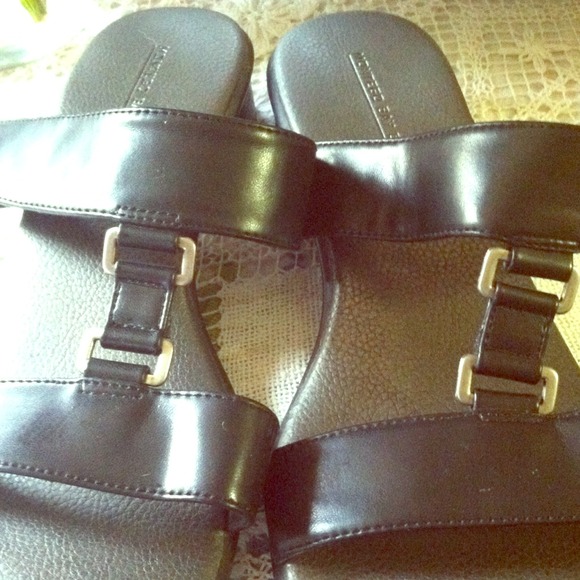 Black leather sandals