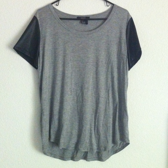 Forever21 top w/ leather sleeves