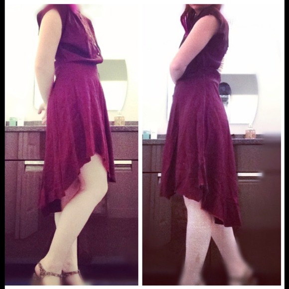 Vintage oxblood upcycled  high low dress. - Picture 4 of 4