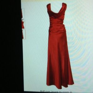 cowl back satin  long gown red dress