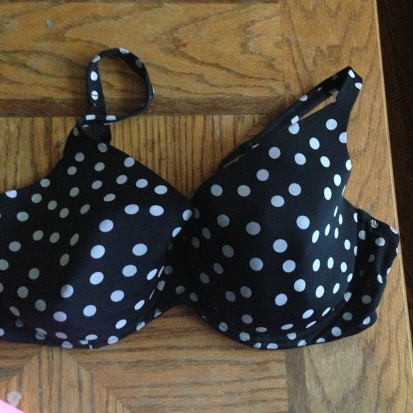 Black and white polka dot bra