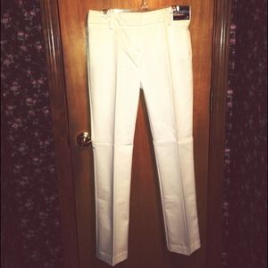 White straight leg dress pants