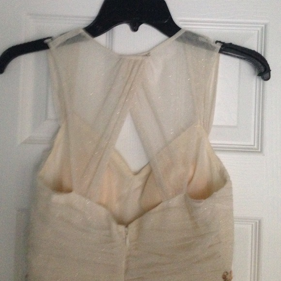 Long Cream/gold colored prom/homecoming dress - Picture 3 of 4