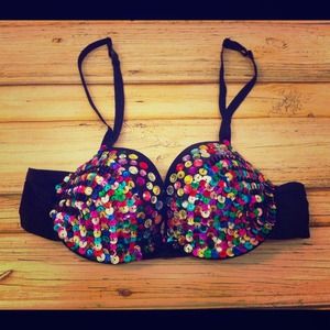EDC Metallic glittery beaded crystal bra! Size 34B