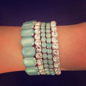 Seafoam Green and rhinestone bracelets