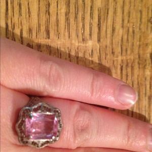 Pink stone sterling ring vintage