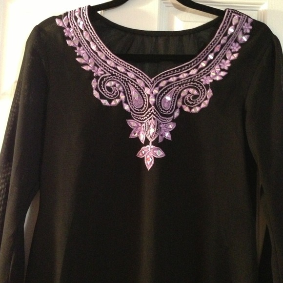 Dresses & Skirts - Black & lavender bathing suit coverup/dress