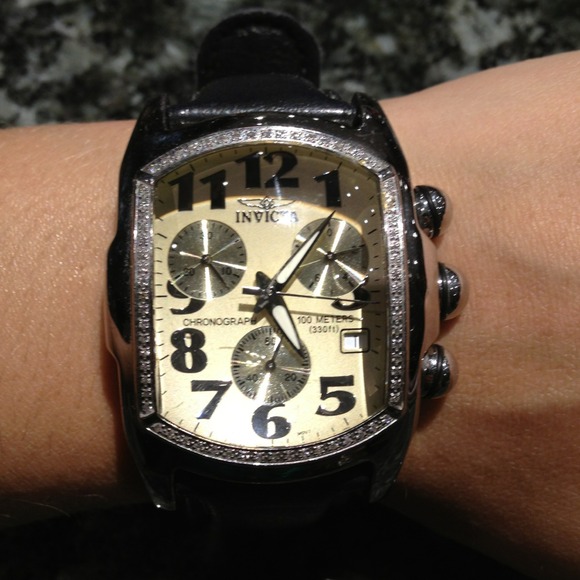 💢SOLD💢Men's Black leather Strap face watch