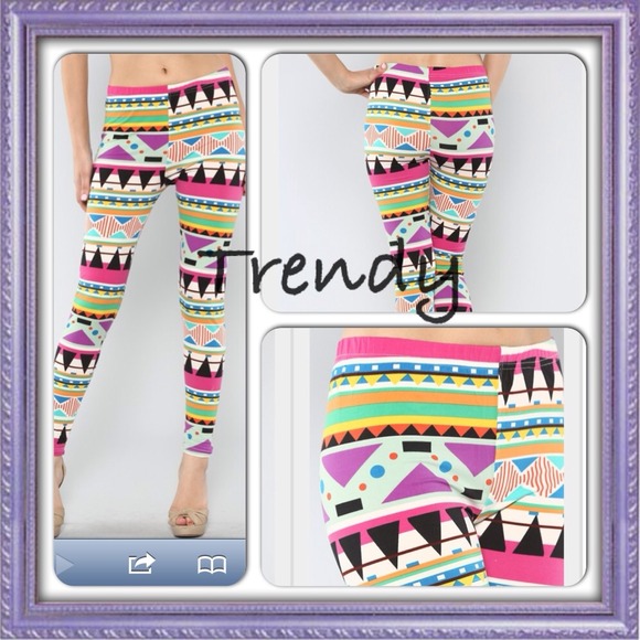 Colorful Aztec Leggings. 6 pair available