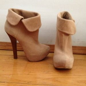 Bebe Suede foldover ankle booties