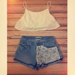 Cute white summer lace crop top!