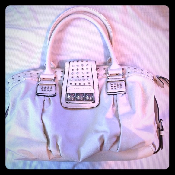White studded purse with rhinestones