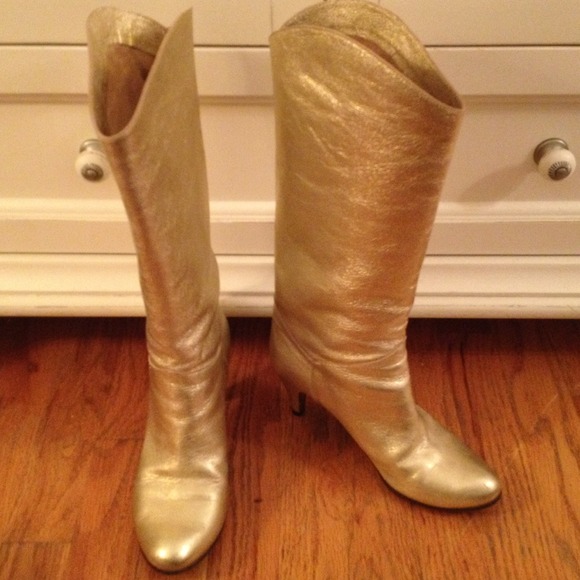 Corso Como Leather Gold Mid Calf Boot Size 7! - Picture 1 of 4